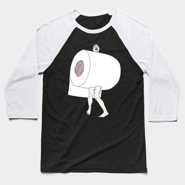 Toilet Paper Apocalypse - Loo Paper Monster Baseball T-Shirt by DeWinnes